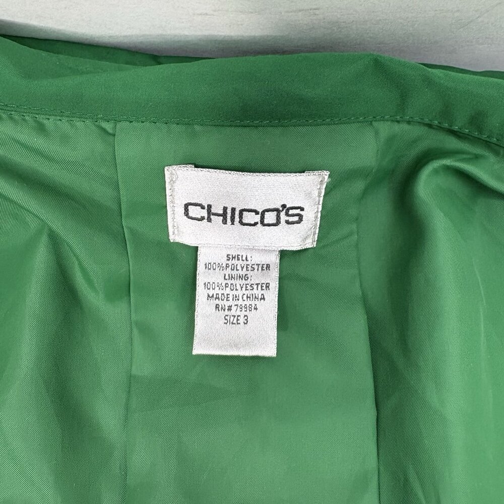 Chico’s Short Jacket Snap Front Lightweight Pockets Green Womens 3 US L - Picture 7 of 11